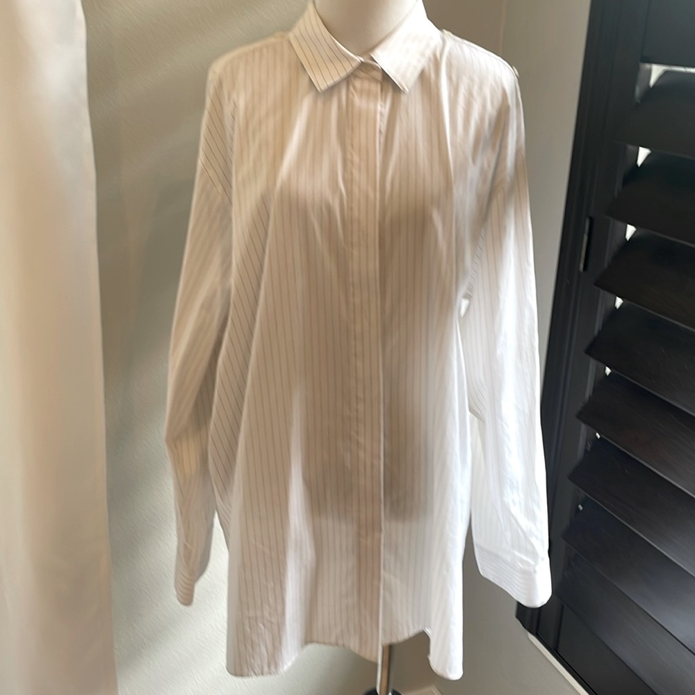 Lafayette button sleeve detail button down blouse